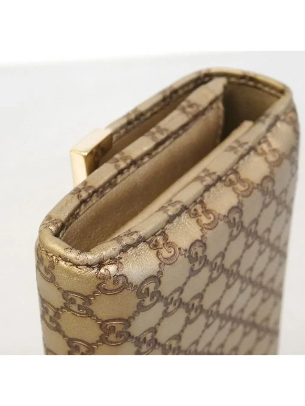 Gucci Wallet Micro Guccissima Leather Brown Gold